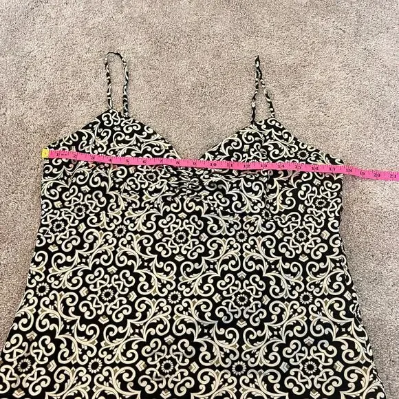 Tori Richard Women's Spaghetti Strap Blouse Cream Black Brown 100% Silk Sz 12 - Picture 8 of 8